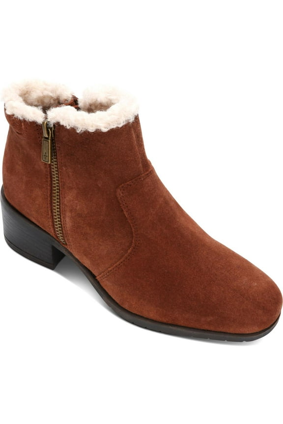 Reaction Womens Salt Zip Cozy Suede Ankle Booties