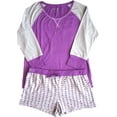 thumbnail image 1 of Kenneth Cole Reaction Womens Size Large Pajamas Short 2-Pc Set, Grey/Purple, 1 of 1