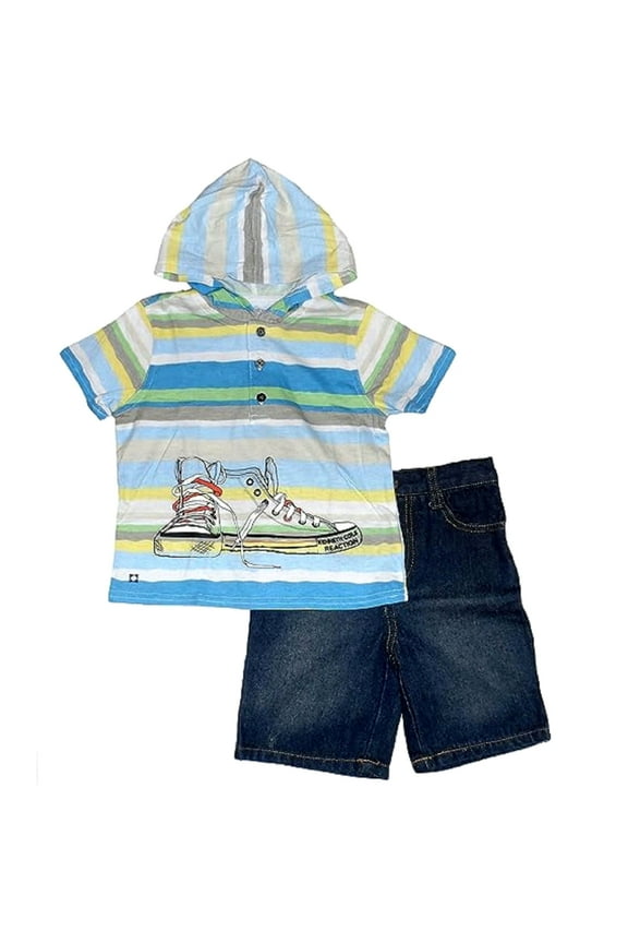 Toddler Little Boys' Sneaker Striped Hoodie & Shorts - 2T