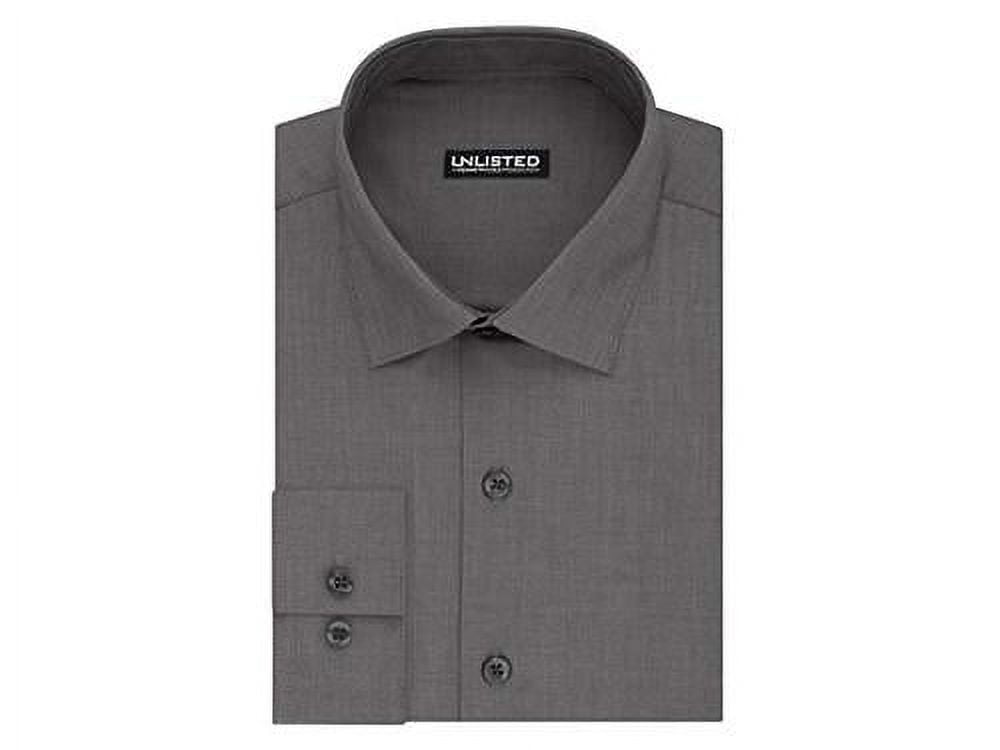 Kenneth Cole Unlisted Men's Dress Shirt Slim Fit Solid , , Graphite, Size 16.0