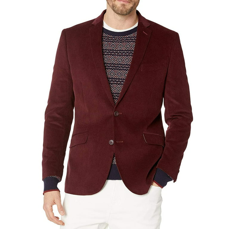 Kenneth Cole Unlisted Mens Sport Coat R Slim-Fit Corduroy Red 44
