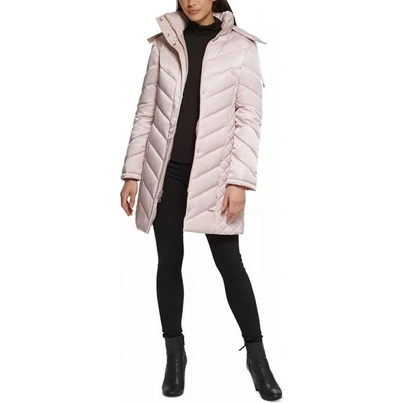 Kenneth Cole Women's 17QMP124 Quilted Chevron Puffer Jacket - Rose Dust- M