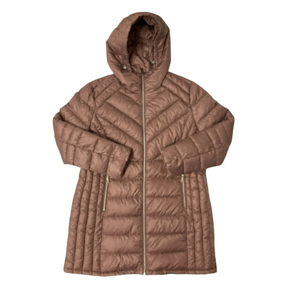 Kenneth Cole Women's Quilted Cinch Waist Hooded Coat (Dusty Rose, XXL)