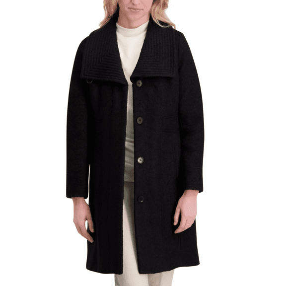 Kenneth Cole Women's Wool Blend Coat Black Large