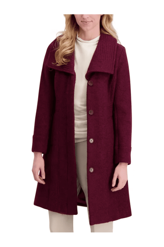 Women's Wool Blend Coat Dark Red Medium