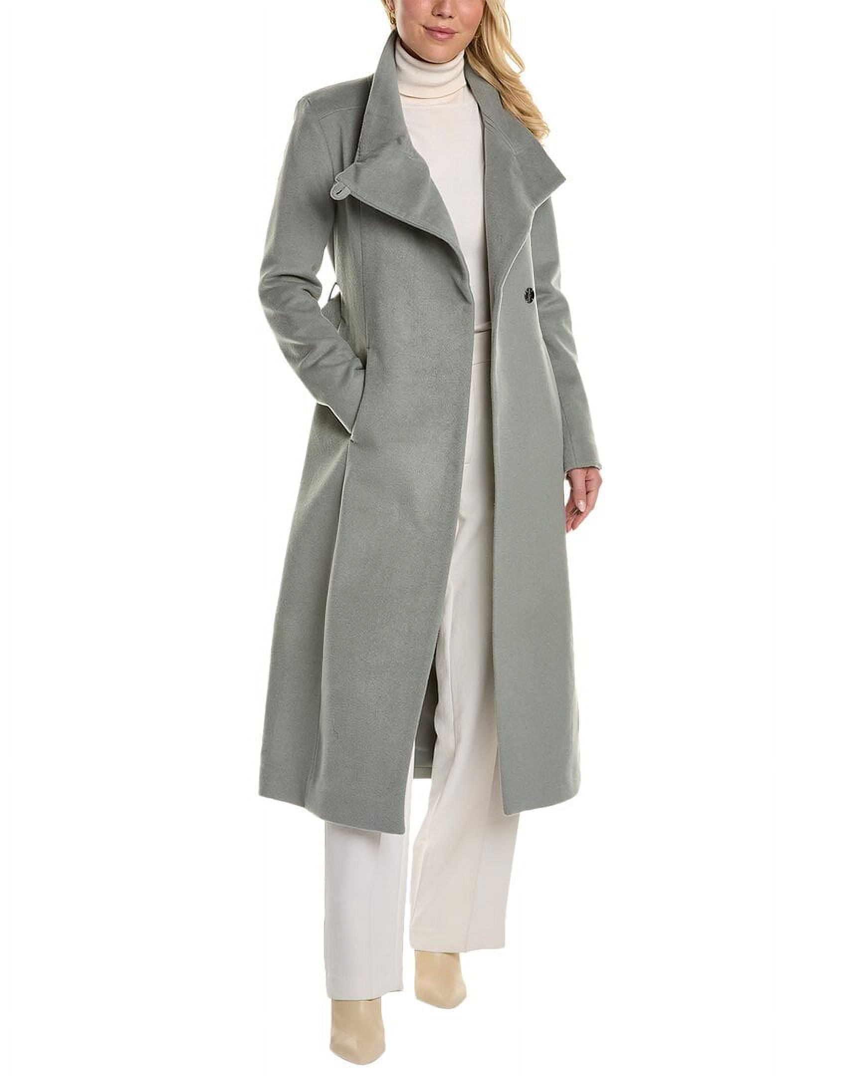 Kenneth Cole Womens Belted Wool Blend Maxi Coat 4 Green Walmart