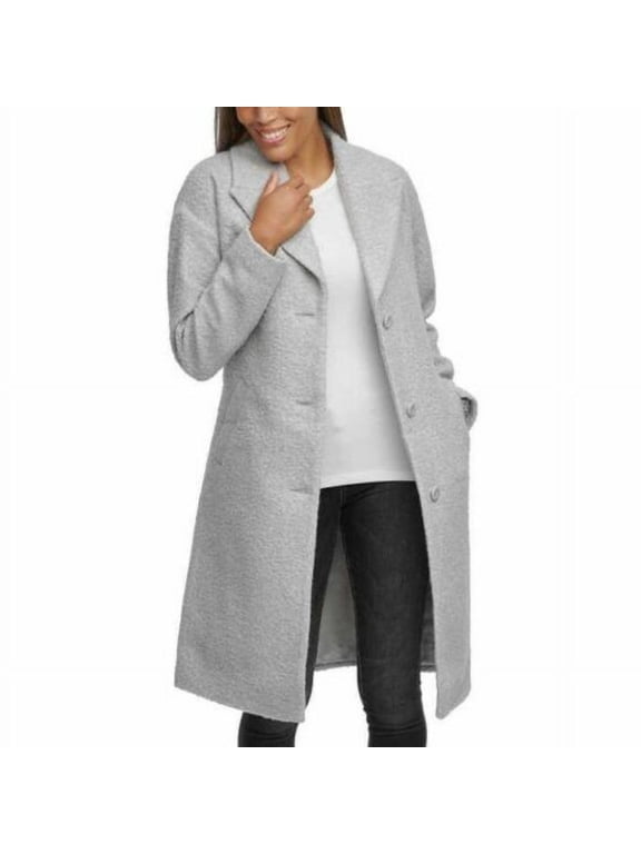 Womens Boucle Wrap Coat,Gray,XL
