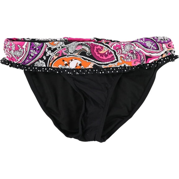 Kenneth Cole Womens Paisley Bikini Swim Bottom, Black, Medium