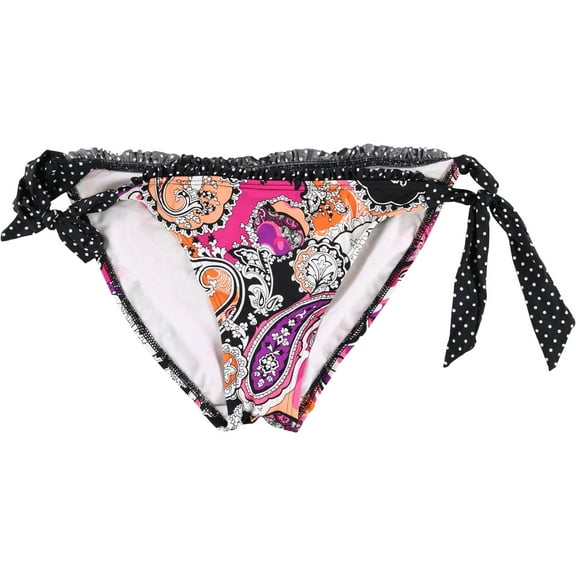 Kenneth Cole Womens Paisley Side Tie Bikini Swim Bottom, Pink, Medium