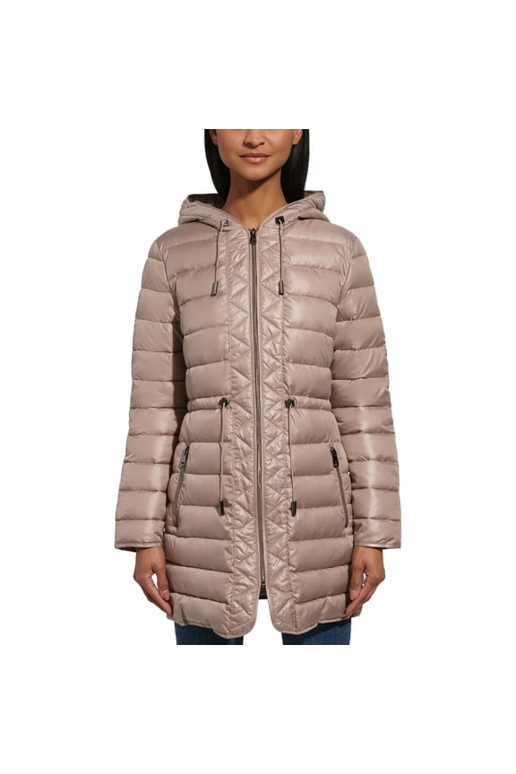 Womens Quilted Long Puffer Jacket/Coat Brown M