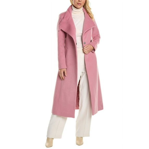 Kenneth Cole womens Belted Wool-Blend Maxi Coat, 8, Pink