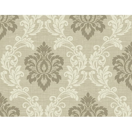 Kenneth James Adela Neutral Twill Damask Wallpaper