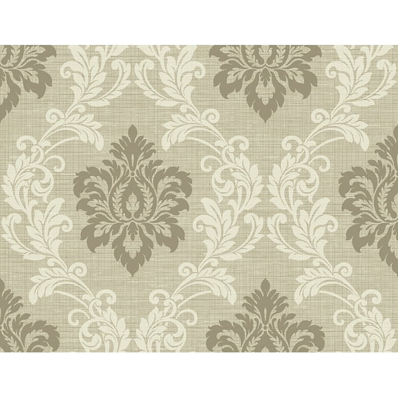 Kenneth James Adela Neutral Twill Damask Wallpaper