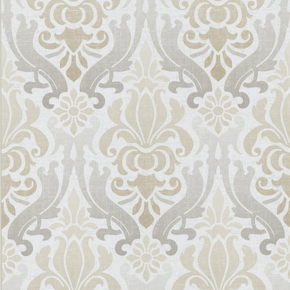 Kenneth James Aquitaine Taupe Nouveau Damask Wallpaper