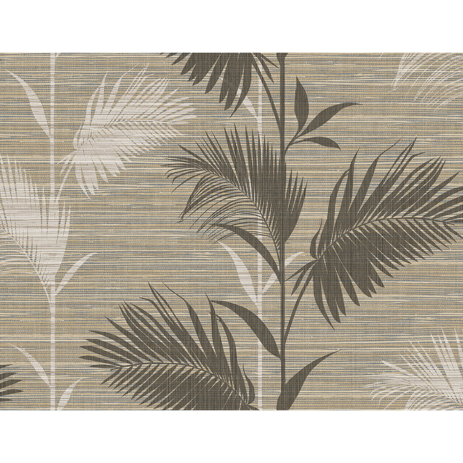 Brown and Beige Grasscloth Palm Print Wallpaper, 27-in by 27-ft
