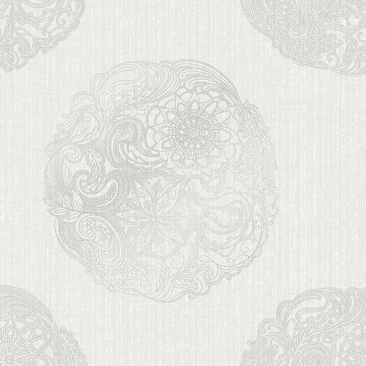 James Cordova Light Grey Medallion Wallpaper