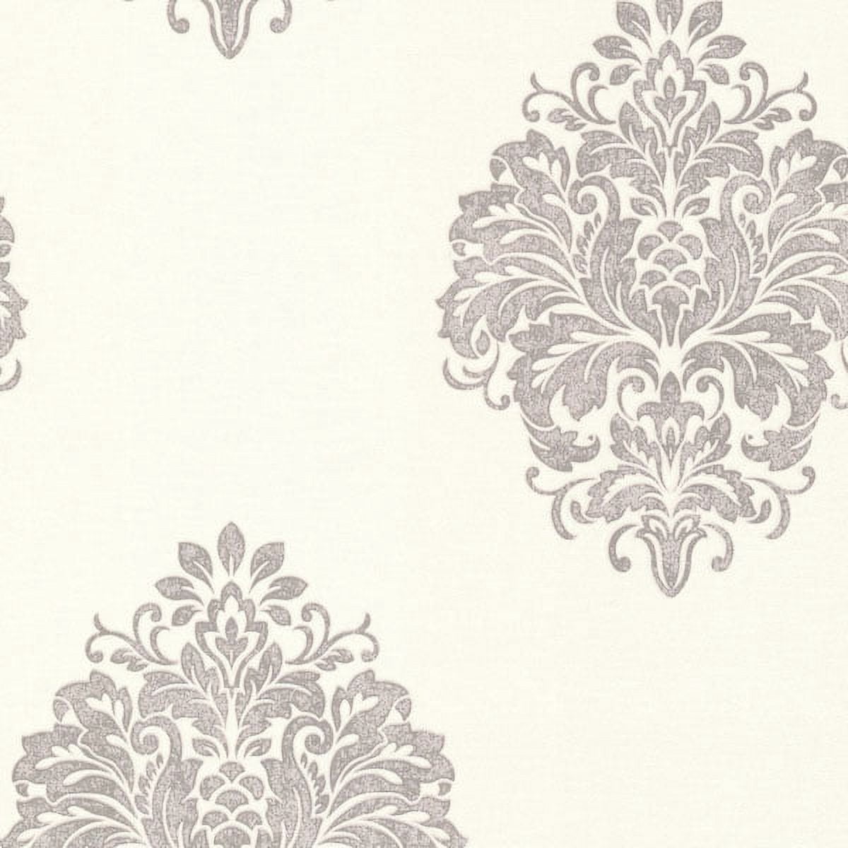 Kenneth James Duchess Silver Damask Wallpaper