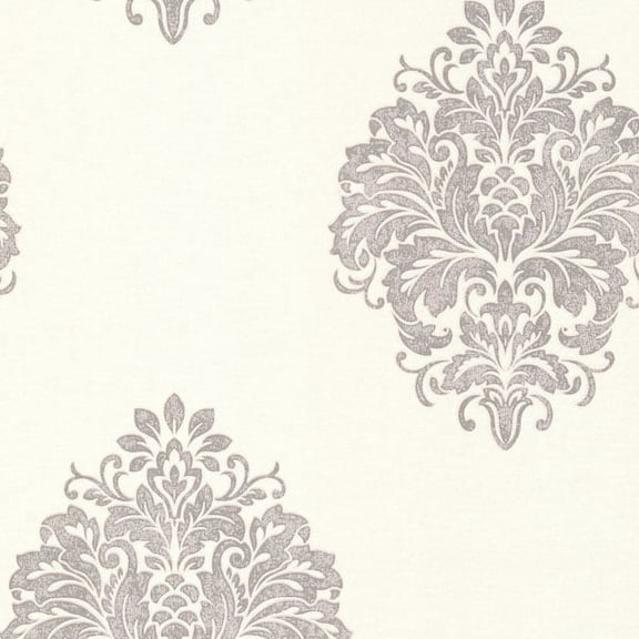 Kenneth James Duchess Silver Damask Wallpaper