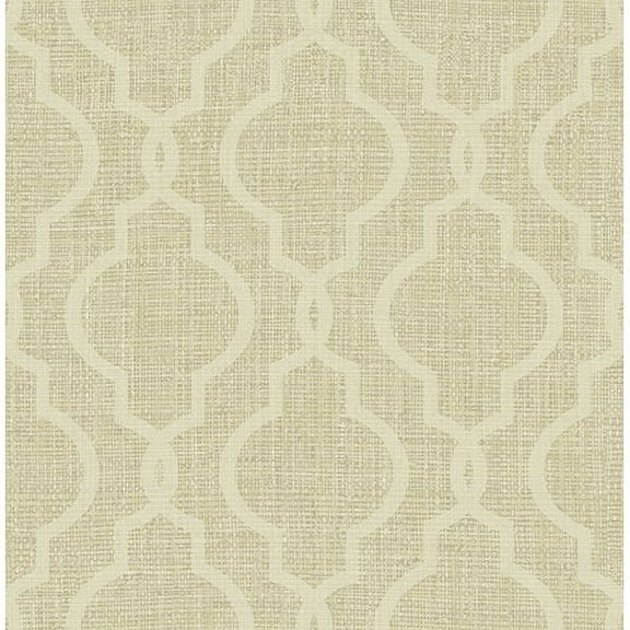 Kenneth James Geometric Jute Gold Quatrefoil Wallpaper