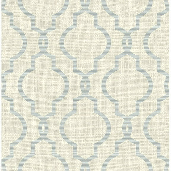 Kenneth James Geometric Jute Grey Quatrefoil Wallpaper