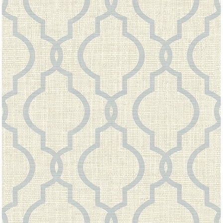 Kenneth James Geometric Jute Grey Quatrefoil Wallpaper