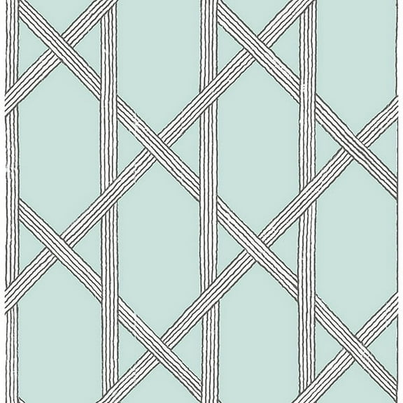 Kenneth James Mandara Light Blue Trellis Wallpaper, 20.5-in by 33-ft, 56.4 sq. ft