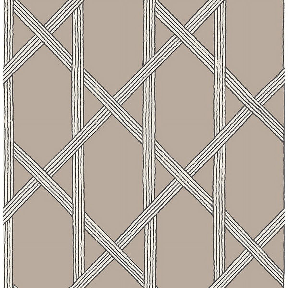 Kenneth James Mandara Taupe Trellis Wallpaper, 20.5-in by 33-ft, 56.4 sq. ft