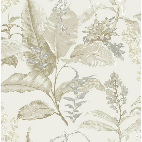 Kenneth James Maui Beige Botanical Wallpaper