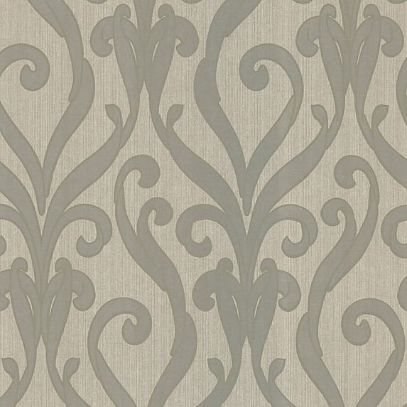 Kenneth James Medusa Olive Swirl Modern Damask Wallpaper, 20.5-in by 33-ft, 56.4 sq. ft