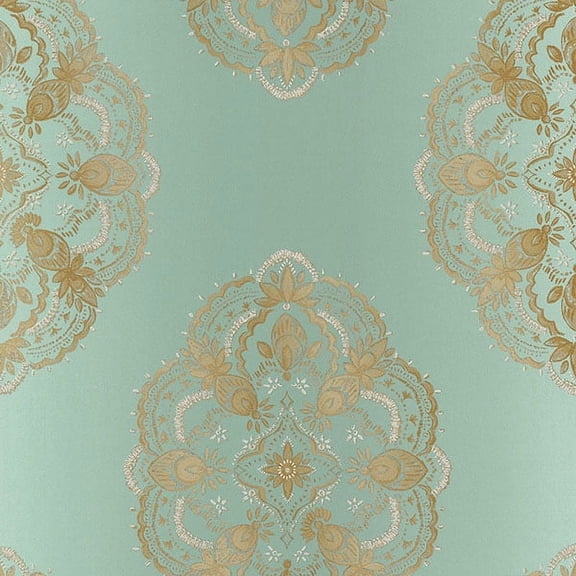 Kenneth James Mirador Aqua Global Medallion Wallpaper