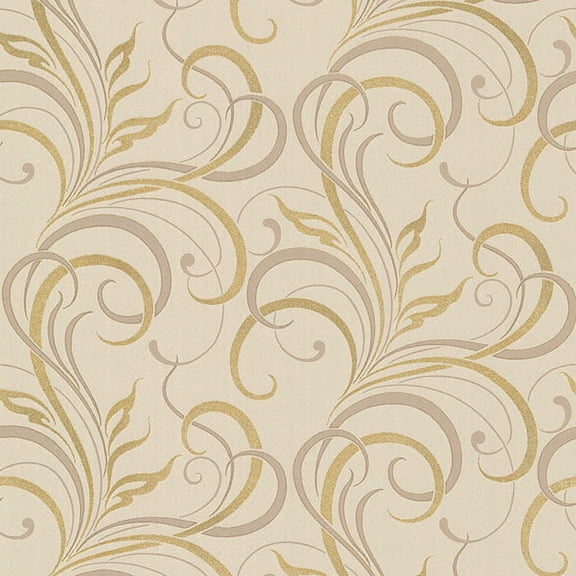 Kenneth James Rauda Taupe Modern Scroll Wallpaper