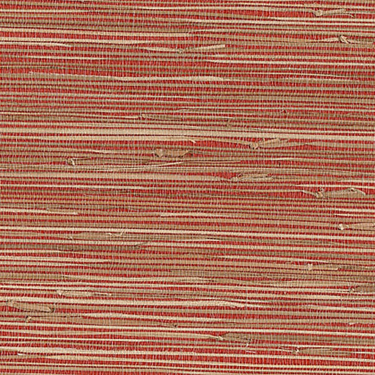 Brick Red and Beige Grasscloth Non-pasted Wallpaper Roll