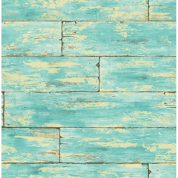 Kenneth James Shipwreck Aquamarine Wood Wallpaper, 20.5-in by 33-ft, 56.4 sq. ft