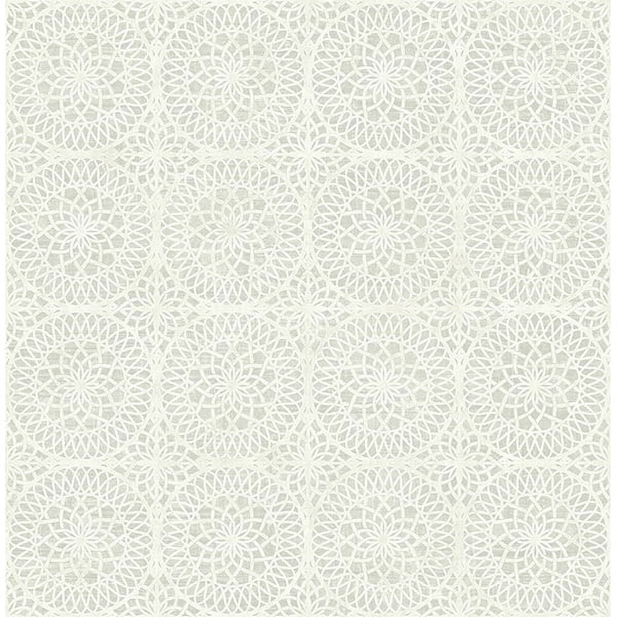 Pewter Medallion Vinyl-Coated Washable Wallpaper, 20.5-in by 33-ft