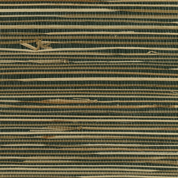 Kenneth James by Brewster 2732-89475 Anhui Black Grasscloth Wallpaper