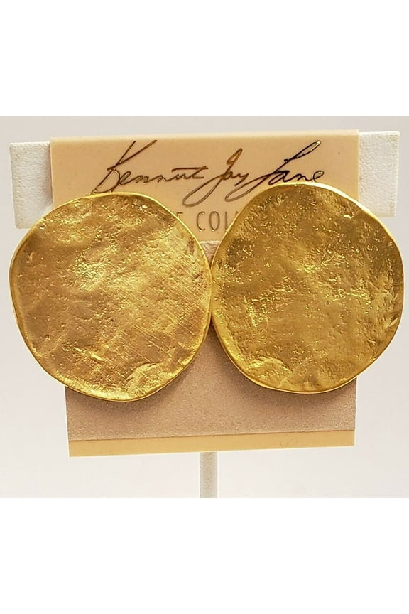 Satin Gold Plated Hammered Coin Clip Earrings