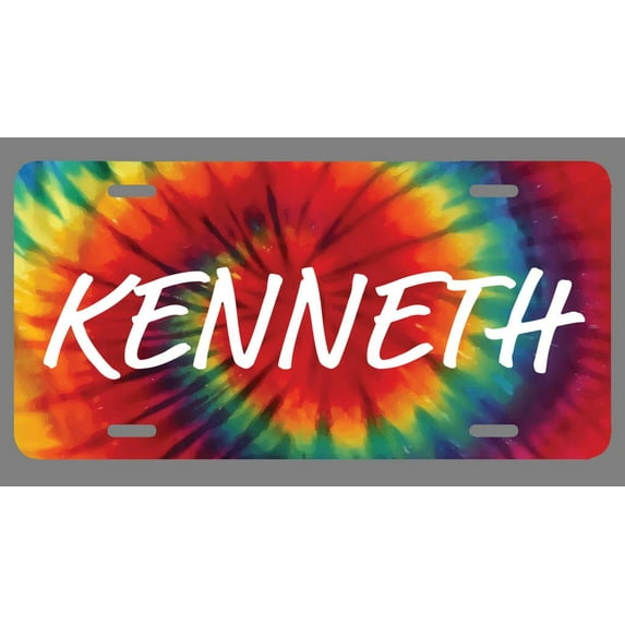 Kenneth Name Tie Dye Style License Plate Tag Vanity Novelty Metal | UV Printed Metal | 6-Inches By 12-Inches | Car Truck RV Trailer Wall Shop Man Cave | NP1767