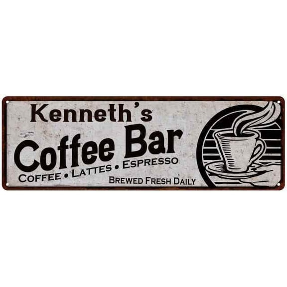 Kenneth's Coffee Bar Sign Kitchen Decor 6x18 206180007222