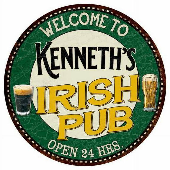 Kenneth's Irish Pub 14" Round Metal Sign Kitchen Bar Wall Decor 100140036415