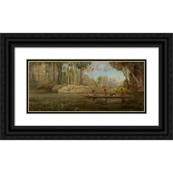 Kennett Watkins 14x8 Black Ornate Wood Framed Double Matted Museum Art Print Titled: Waikato River