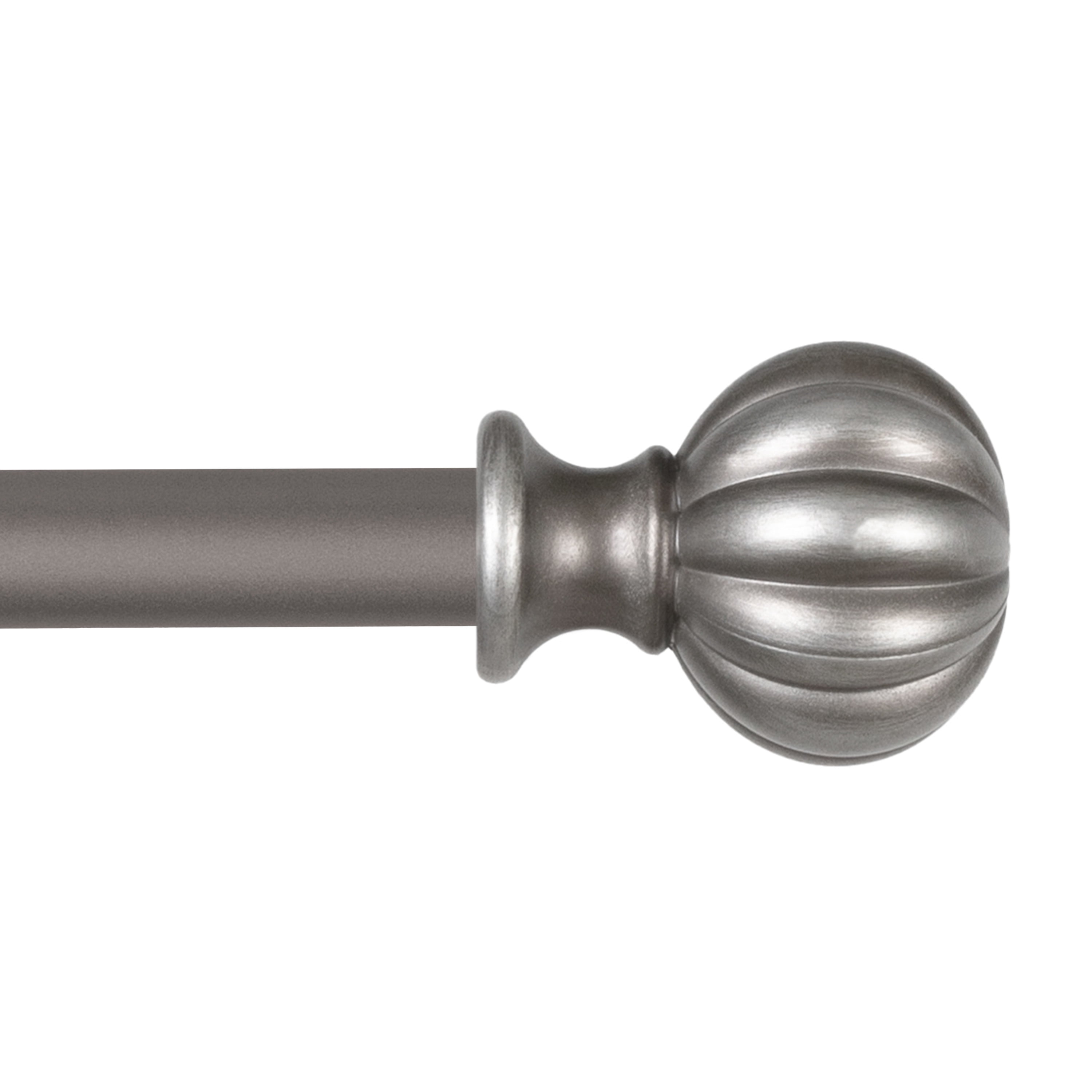 Kenney 0.62" Pewter Ball Adjustable Single Curtain Rod Set, 28"-48"