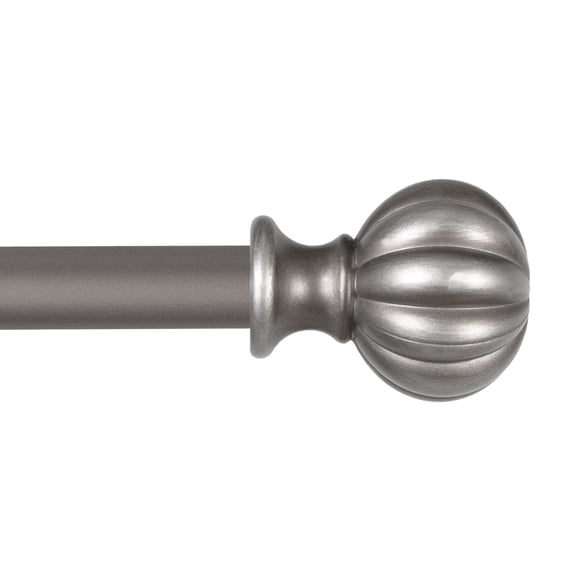 Kenney 0.62" Pewter Ball Adjustable Single Curtain Rod Set, 28"-48"