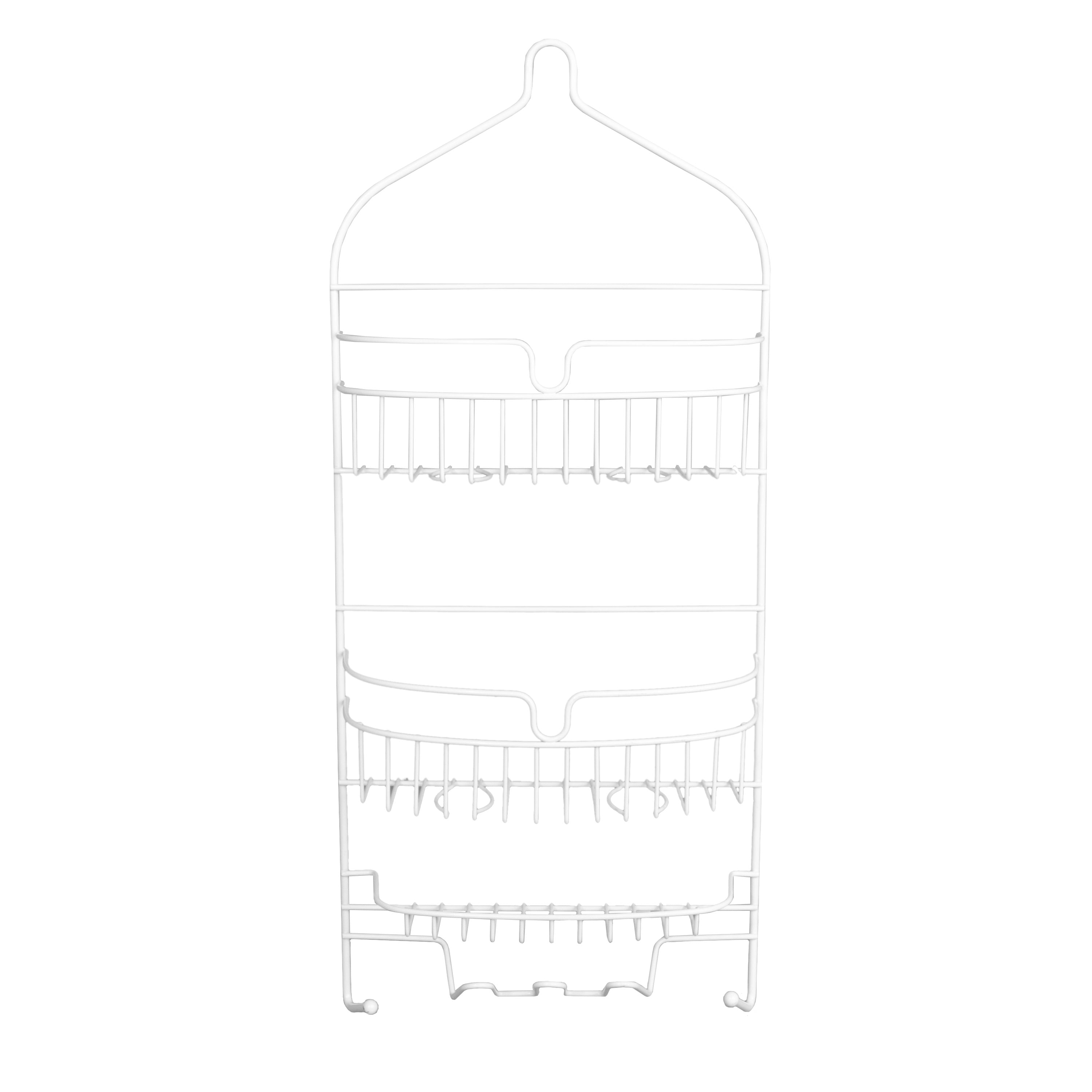Kenney®4-Tier Spring Tension Shower Corner Pole Caddy with Razor Holder,  White