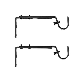 Kenney Adjustable Steel Curtain Rod Mounting Brackets for 3/4 Inch Rods, Black Finish, Set of 2