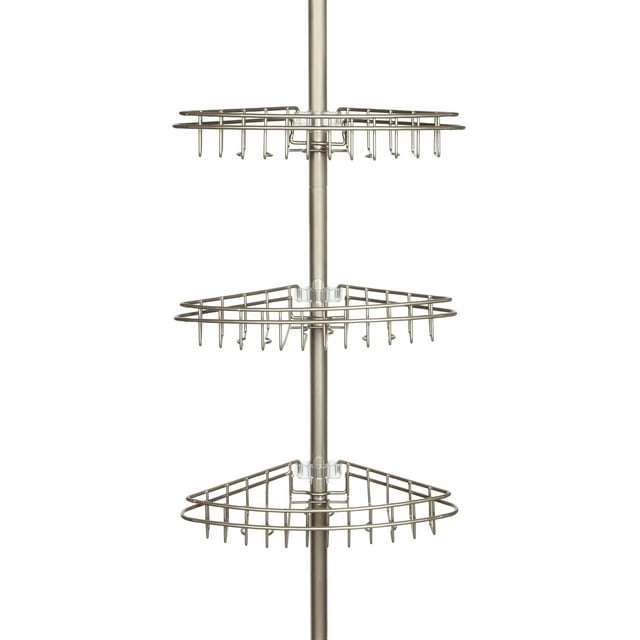 Kenney® 3Tier Stainless Steel Spring Tension Shower Corner Pole Caddy