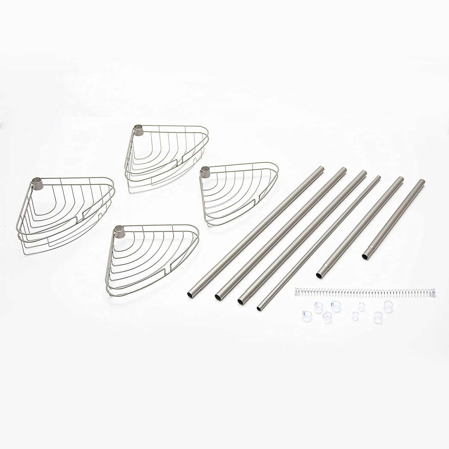 Kenney® 4Tier Spring Tension Shower Corner Pole Caddy with Razor