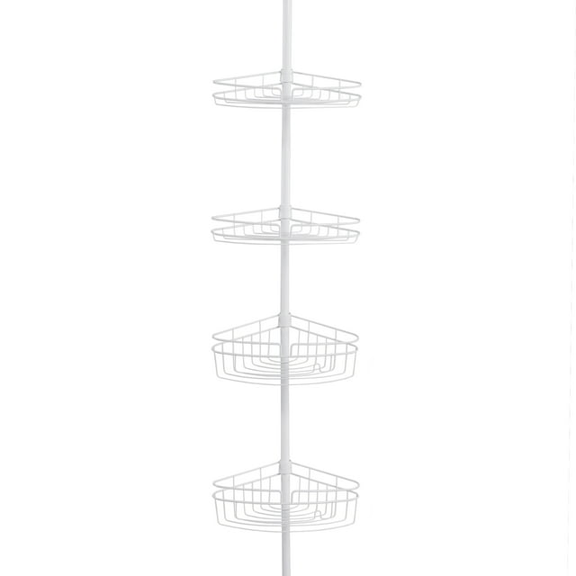 Kenney®4Tier Spring Tension Shower Corner Pole Caddy with Razor Holder