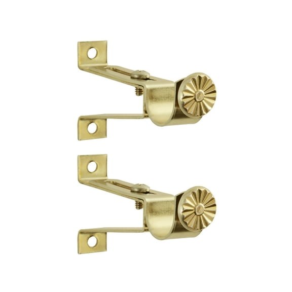 Kenney 5/8" Steel Adjustable 2-3" Café Curtain Rod Mounting Brackets, Set of 2, Brass