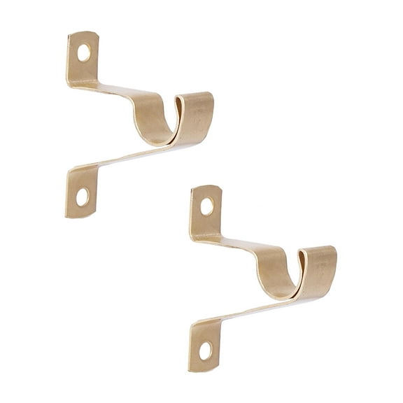 Kenney 7/16” Steel Café Curtain Rod Mounting Brackets, Set of 2, Gold