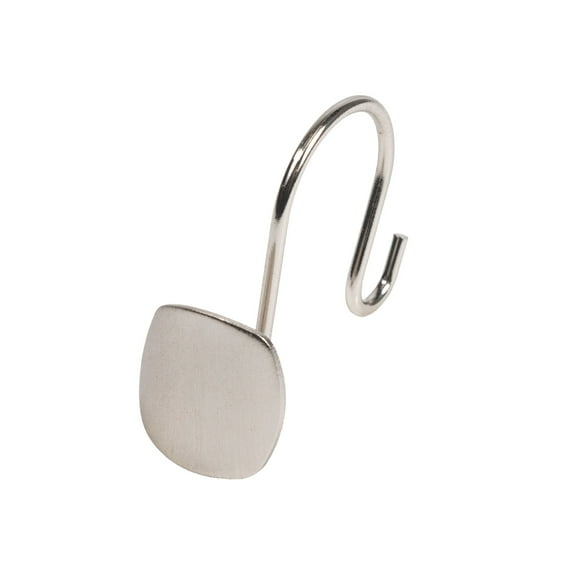 Kenney Abstract Rust-Resistant Metal Double Decorative Shower Curtain Hooks, Set of 12, Brushed Nickel